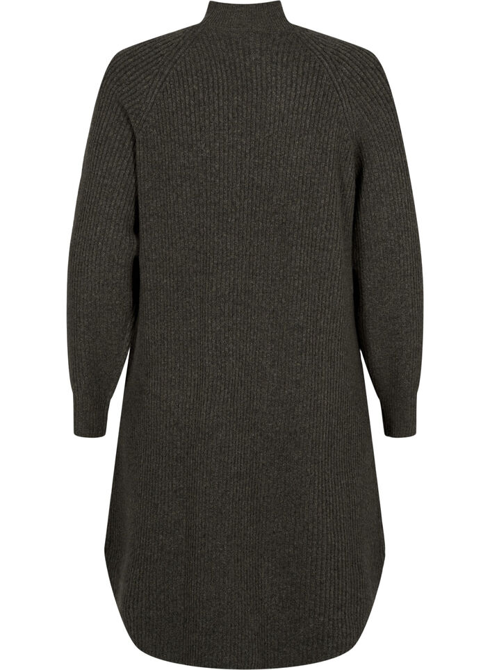 Jurk van gebreide stof met lange mouwen en hoge hals, Sea Turtle Mel., Packshot image number 1