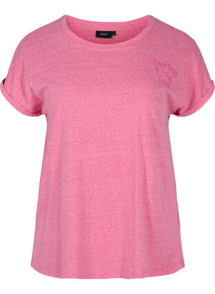 Gemêleerd t-shirt in katoen, Fandango Pink Mel, Packshot image number 0
