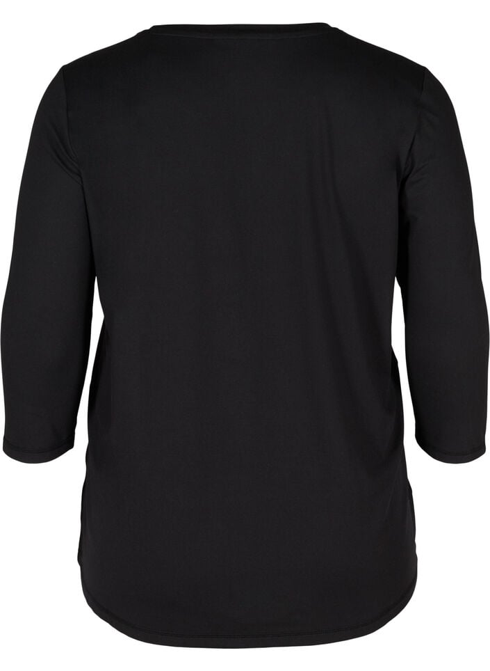 Sporttop met 3/4 mouwen, Zwart, Packshot image number 1