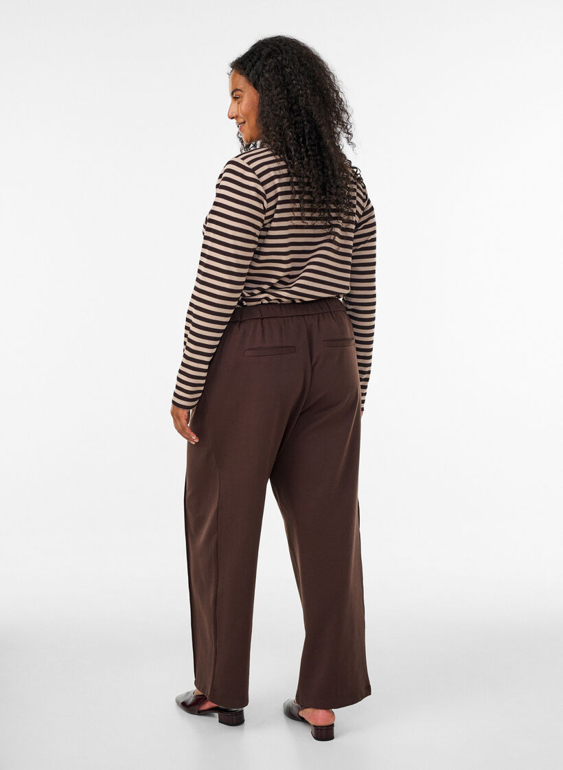 Losse jerseybroek met hoge taille, Bruin, Model image number 1