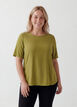 Geweven blouse met korte mouwen en ronde hals, Groen, Model image number 0