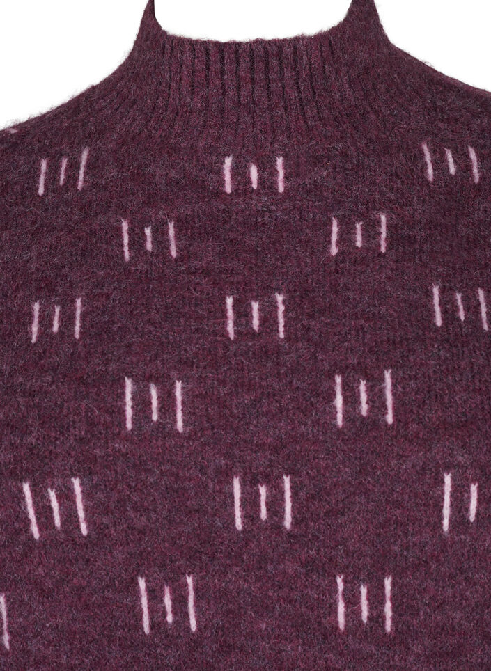 Gebreide blouse met hoge hals en patroon, Potent P. Mel. Comb, Packshot image number 2