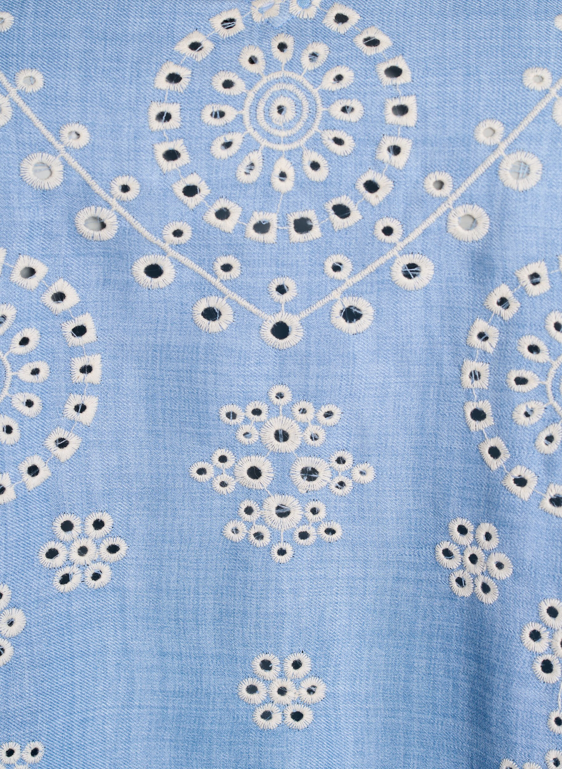 Zizzi Blouse met broderie anglaise en korte pofmouwen, Blauw, Packshot image number 2
