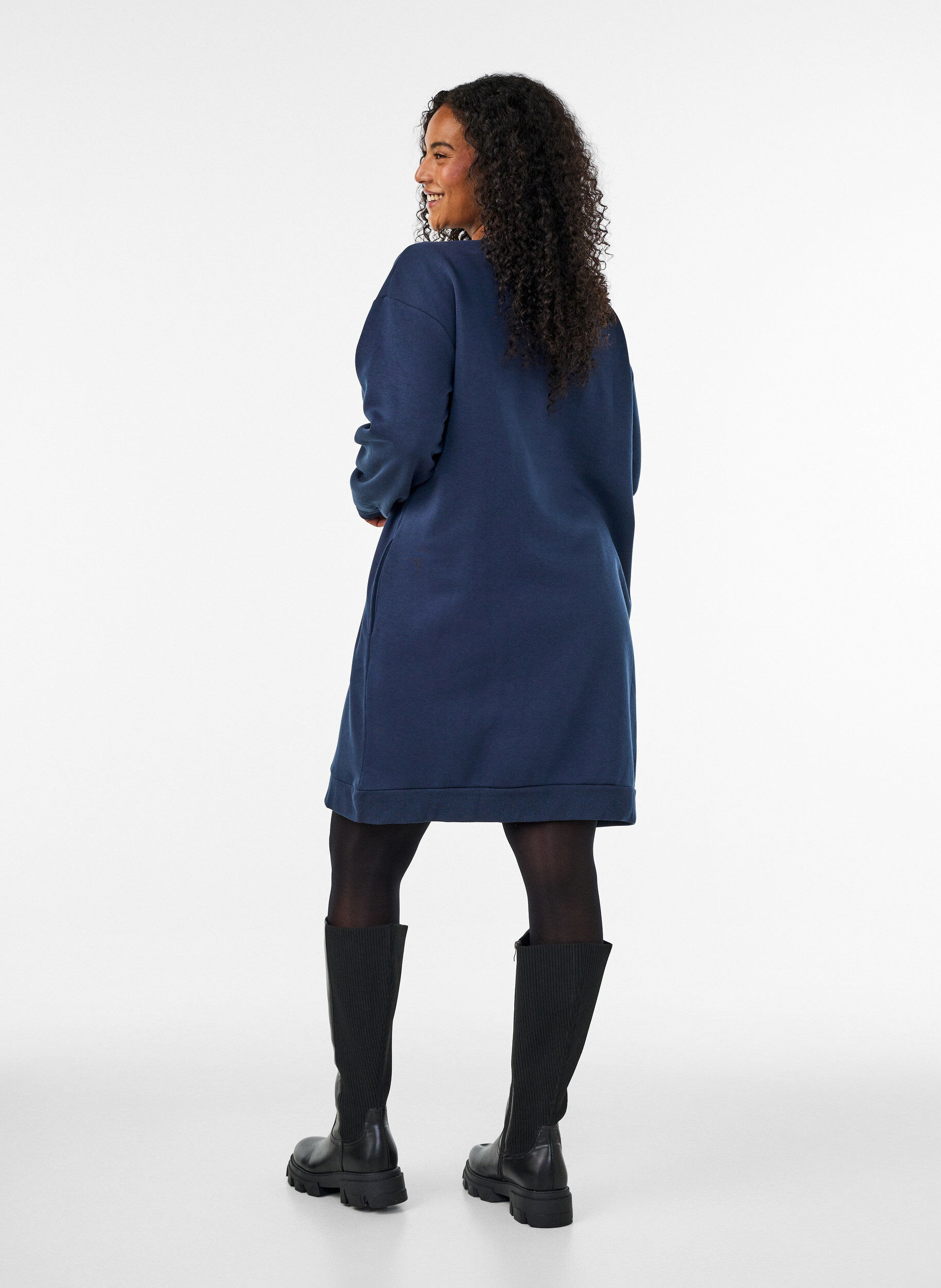 ZizziLosse sweatshirtjurk met zakken, Blauw, Model image number 2
