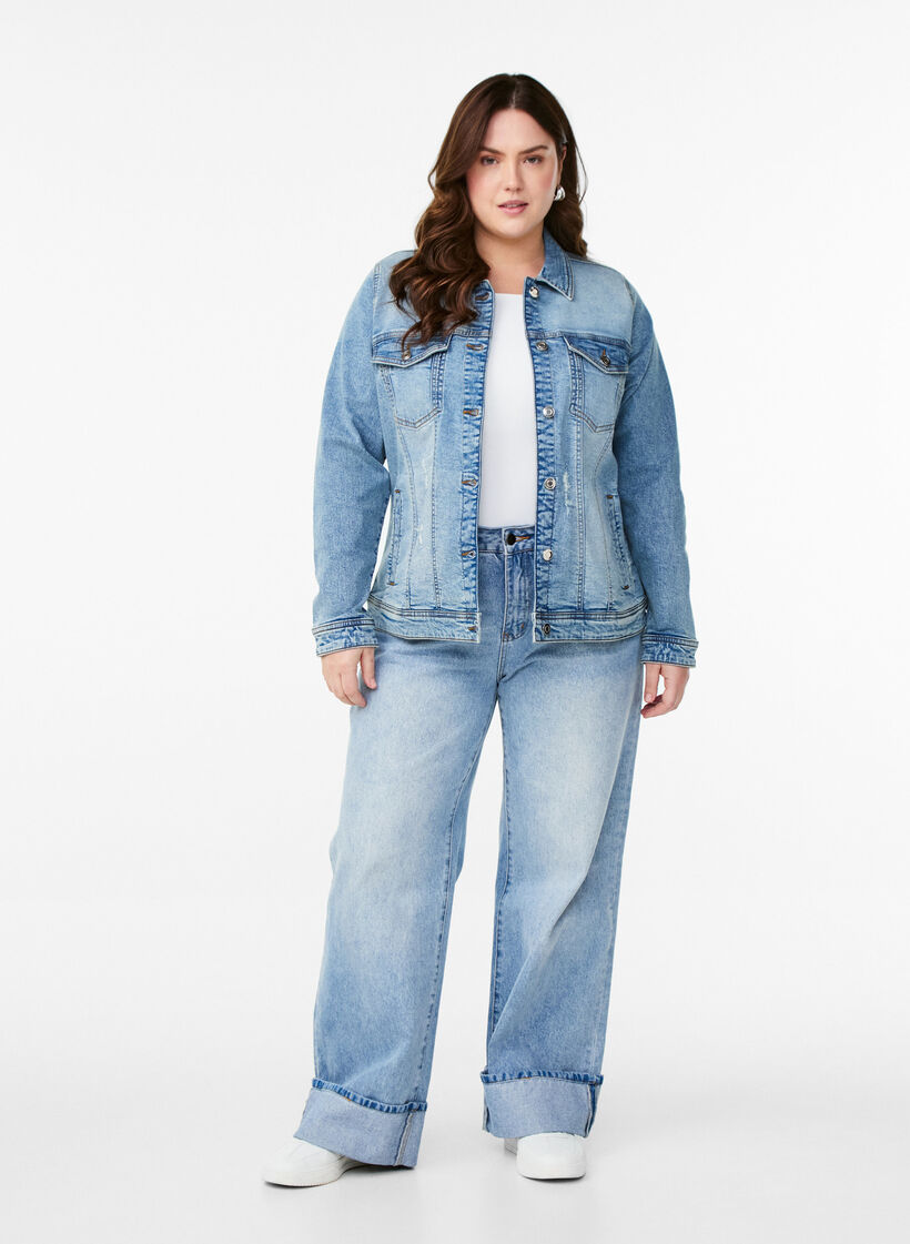 Denimjack met een klassieke snit, Blauw, Model image number 1