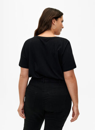 Katoenen T-shirt met ronde hals en print, Black W. Love, Model image number 1