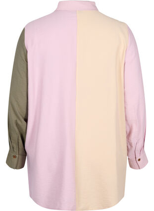 Color-block blouse van viscosemix, Pink Blocking, Packshot image number 1