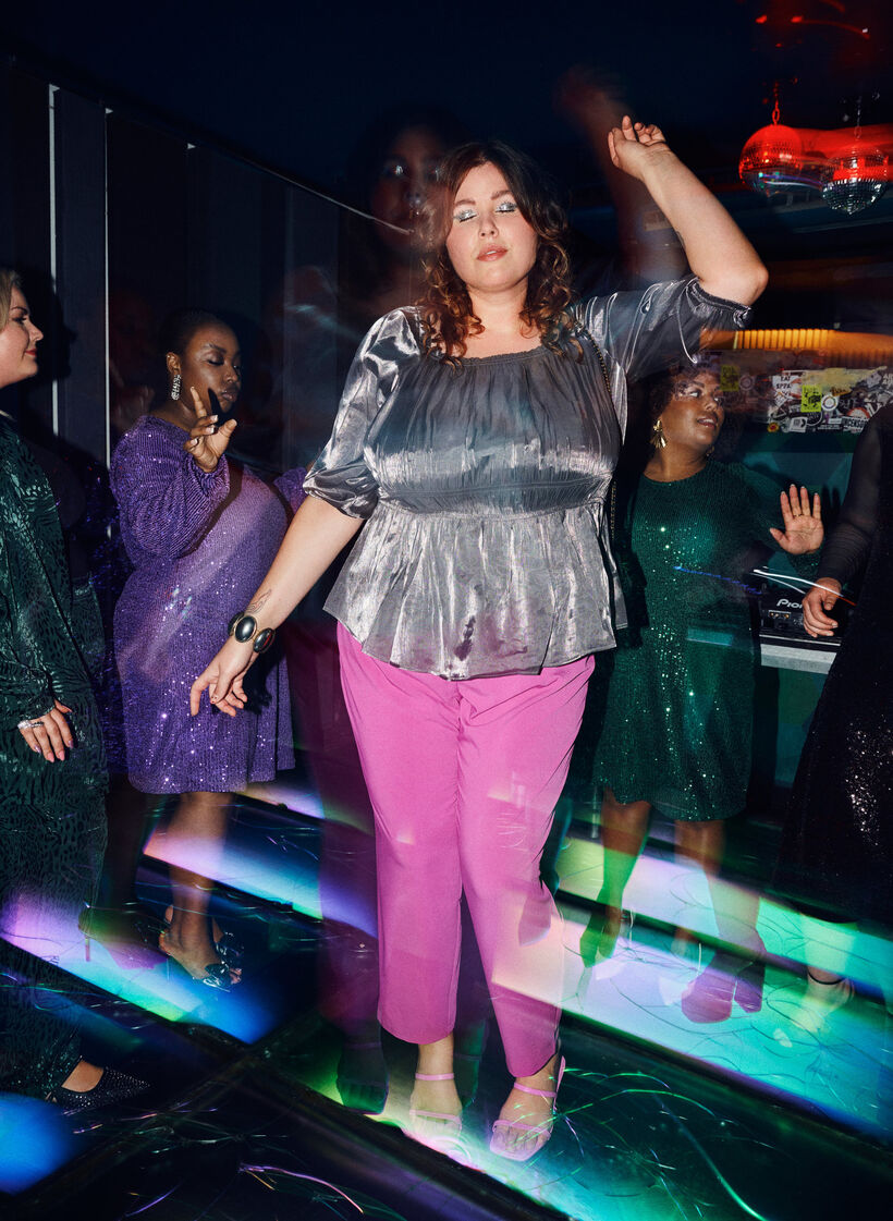 Zilverkleurige blouse met 3/4 mouwen en smok, Dark Silver, Image image number 1