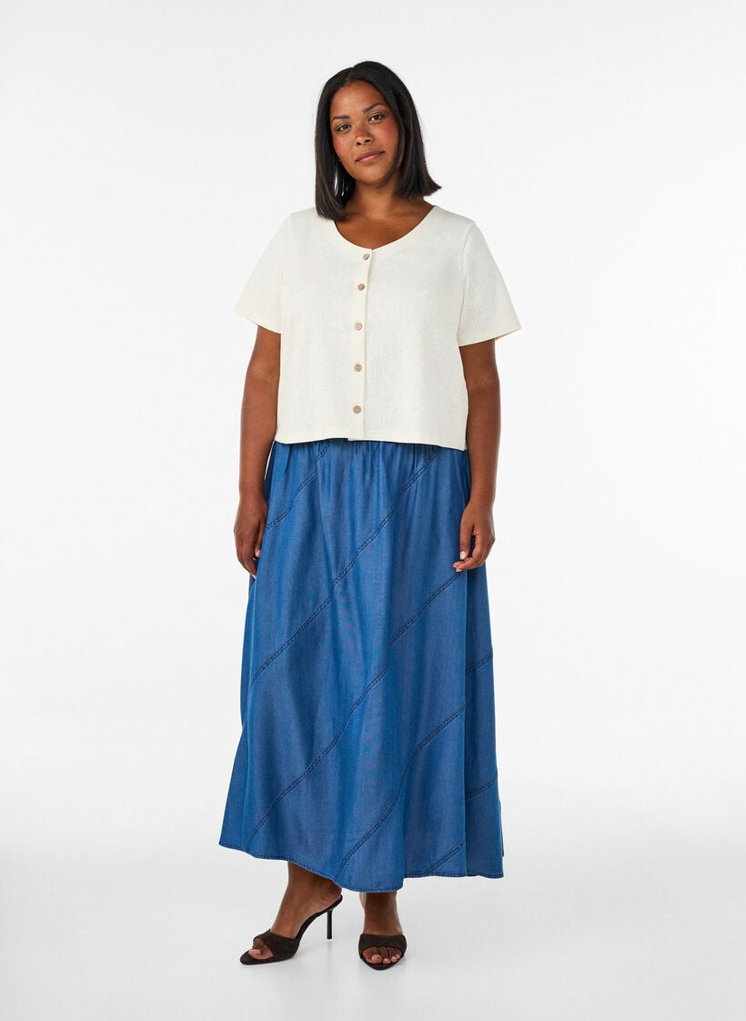 Denimlook maxirok in TENCEL&trade; Lyocell, Blauw, Model image number 0