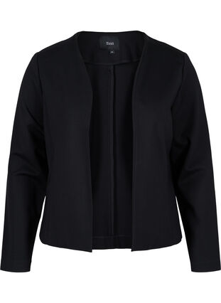 Effen kleur korte open blazer, Black, Packshot image number 0