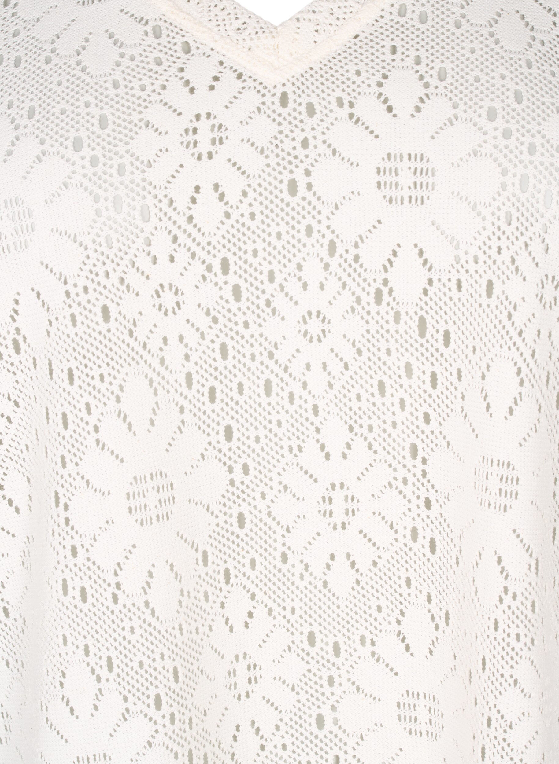 Zizzi Blouse met kort mouwen en een opengewerkt patroon, Beige, Packshot image number 2