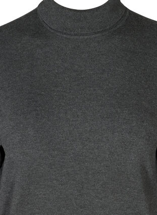 Gebreide blouse van viscose met hoge kraag, Dark Grey Melange, Packshot image number 2