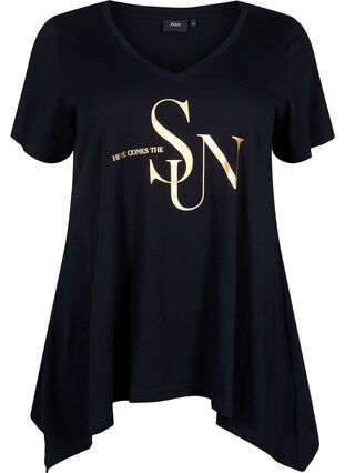 Katoenen T-shirt met korte mouwen, Black W. Sun, Packshot image number 0