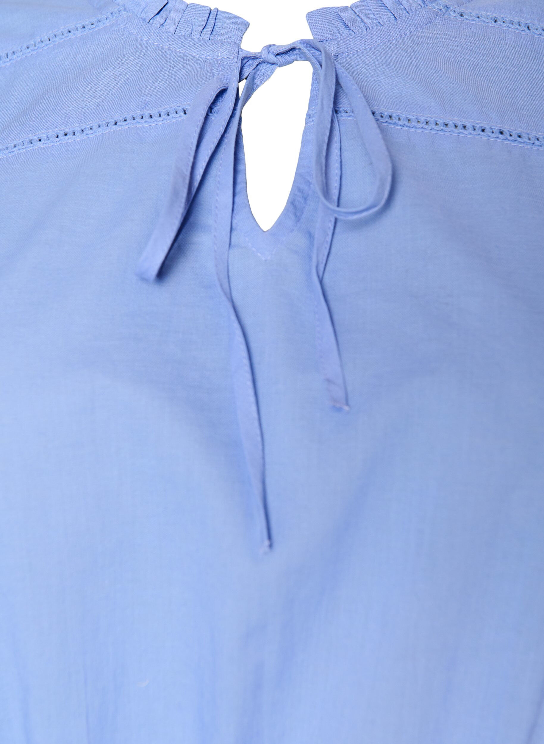 ZizziKatoenen blouse met strik en elastische taille, Blauw, Packshot image number 2