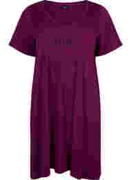 Katoenen nachthemd met print, D. Purple w. Coffee