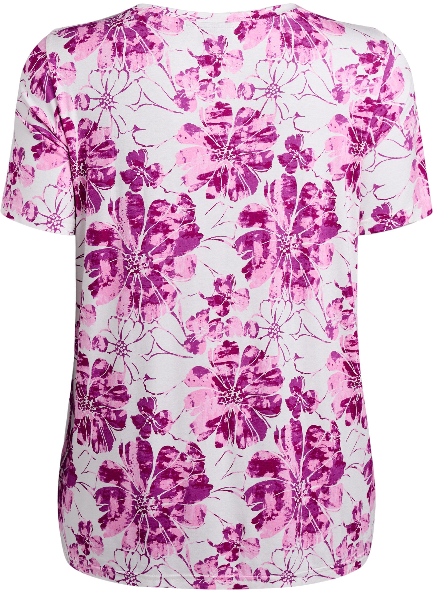 Zizzi T-shirt met bloemenprint, Roze, Packshot image number 1