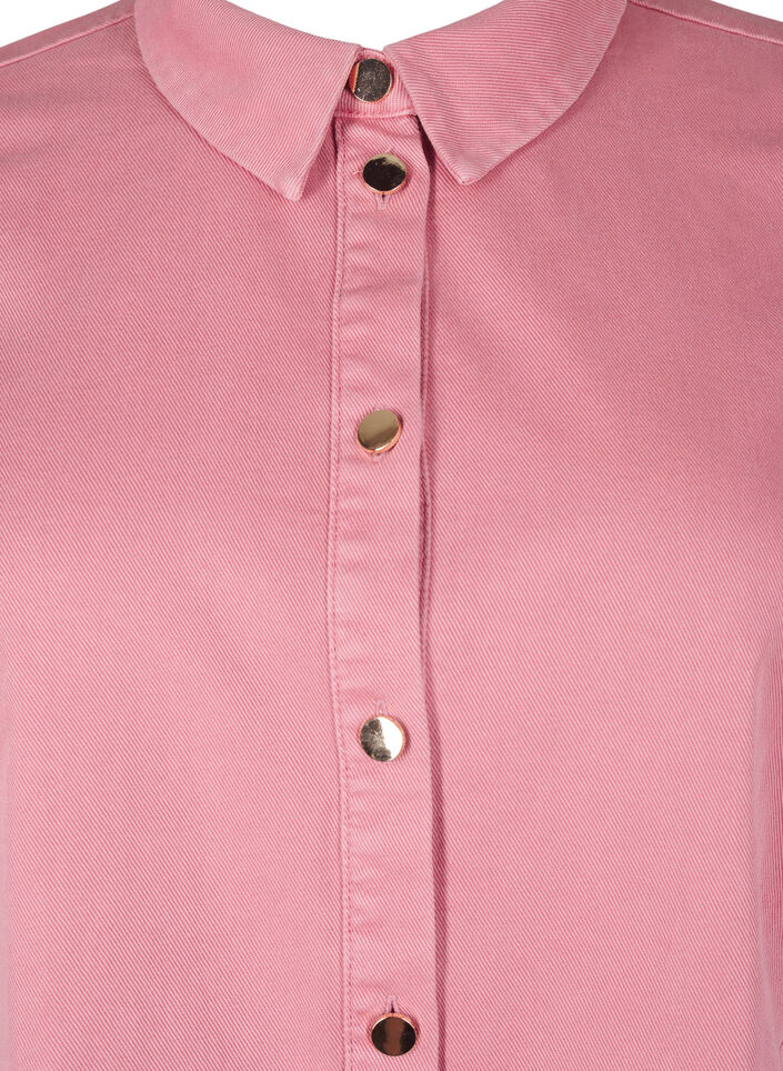 Gekleurde denim shirtjurk met gaasdetails, Heather Rose, Packshot image number 2
