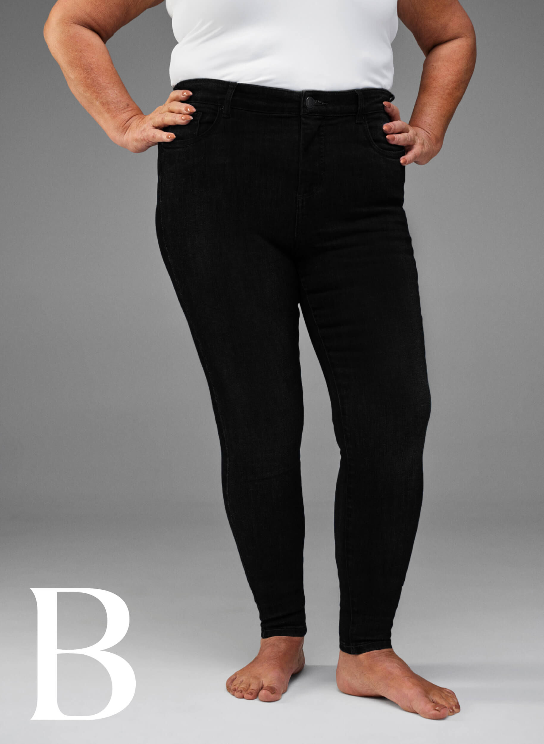 Zizzi Super smalle jeans met hoge taille, Black, Model image number 4