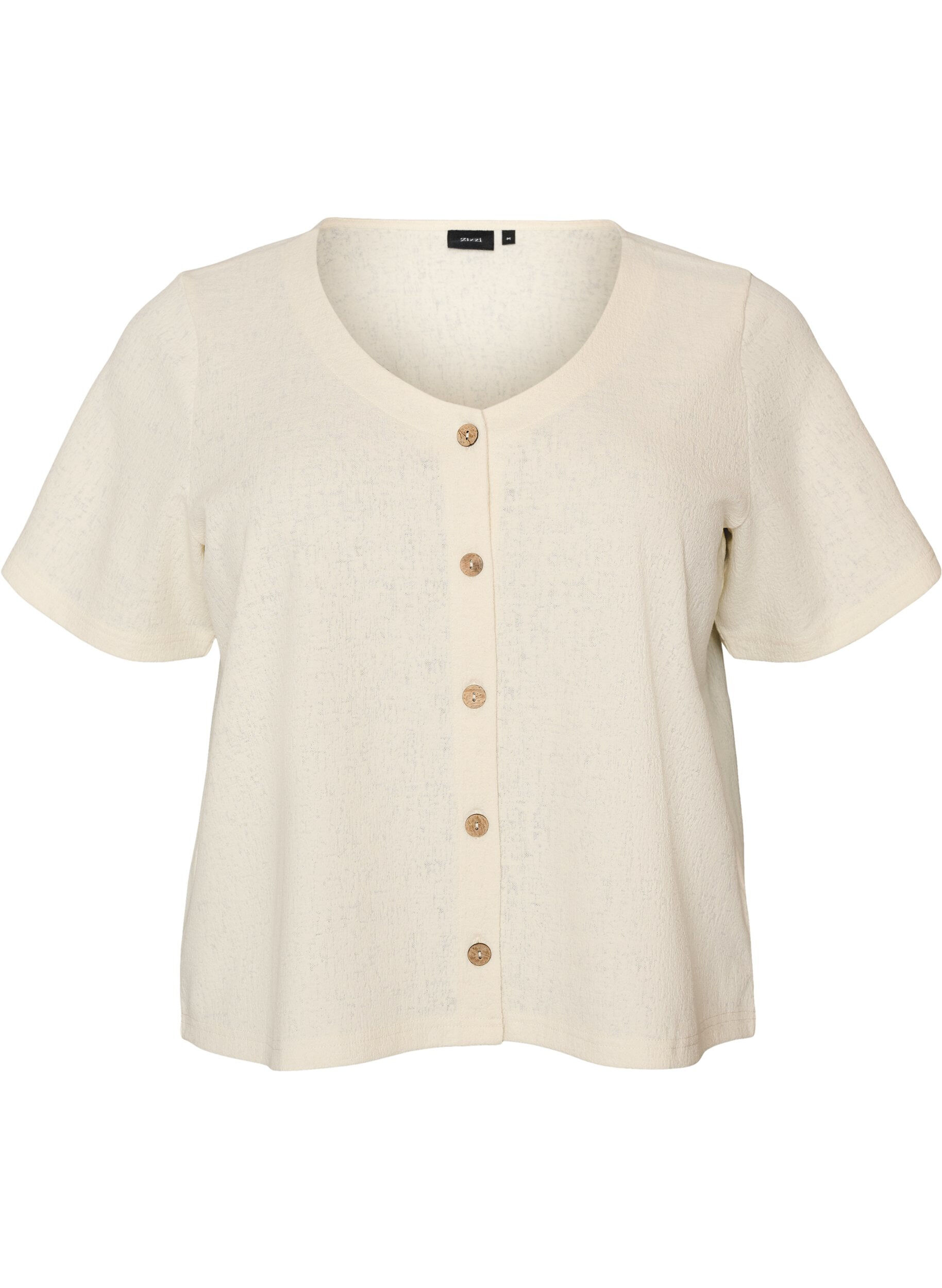 Katoenen blouse met structuur en knoopsluiting