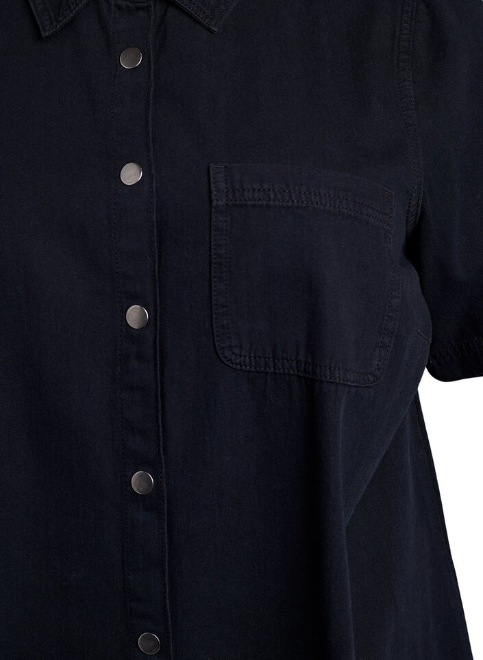 Denim shirtjurk met korte mouwen, Zwart, Packshot image number 2