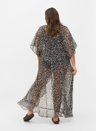 Strand kimono met print, Leopard Print, Model image number 1