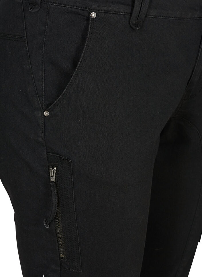 Slim fit capri jeans met zakken, Zwart, Packshot image number 2