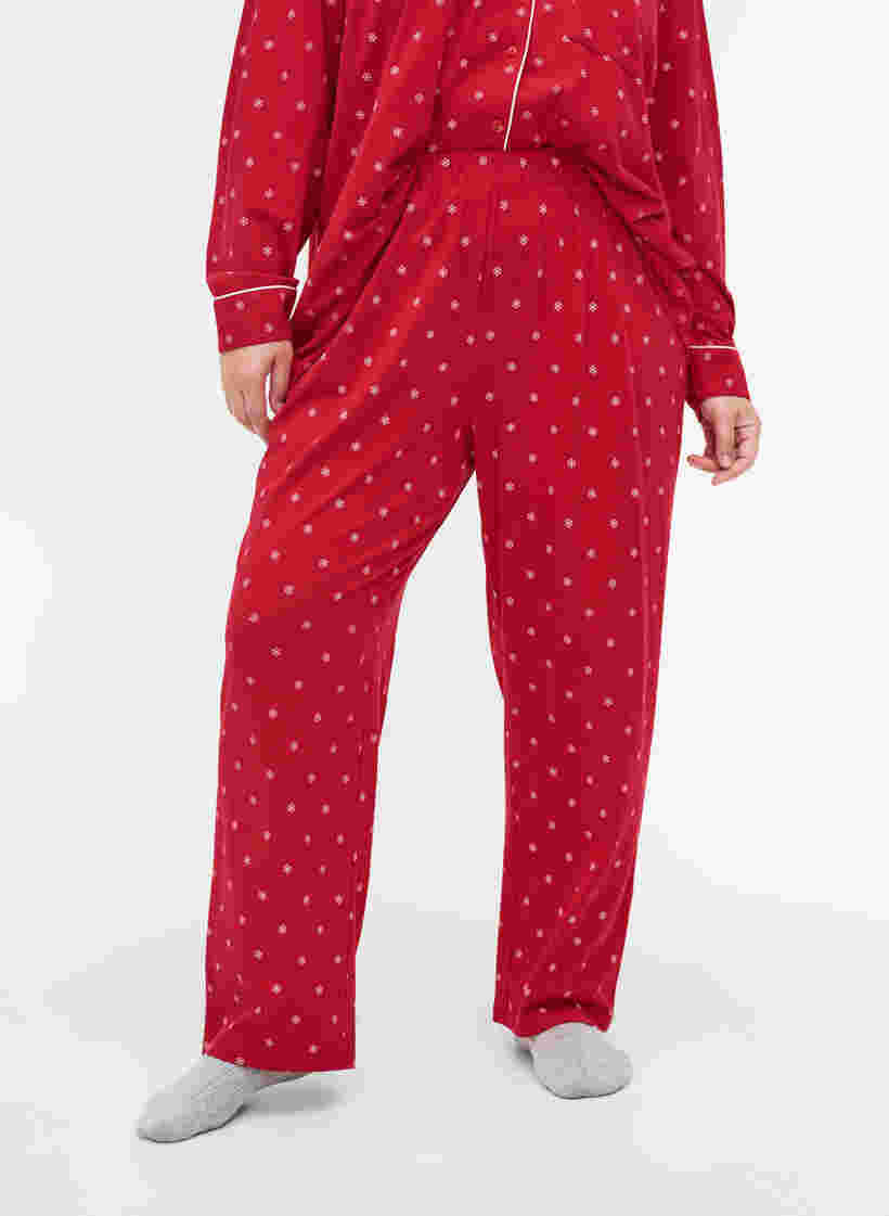 Emotie Aanpassingsvermogen Missend Katoenen pyjama broek met print - Rood - Maat 42-60 - Zizzi