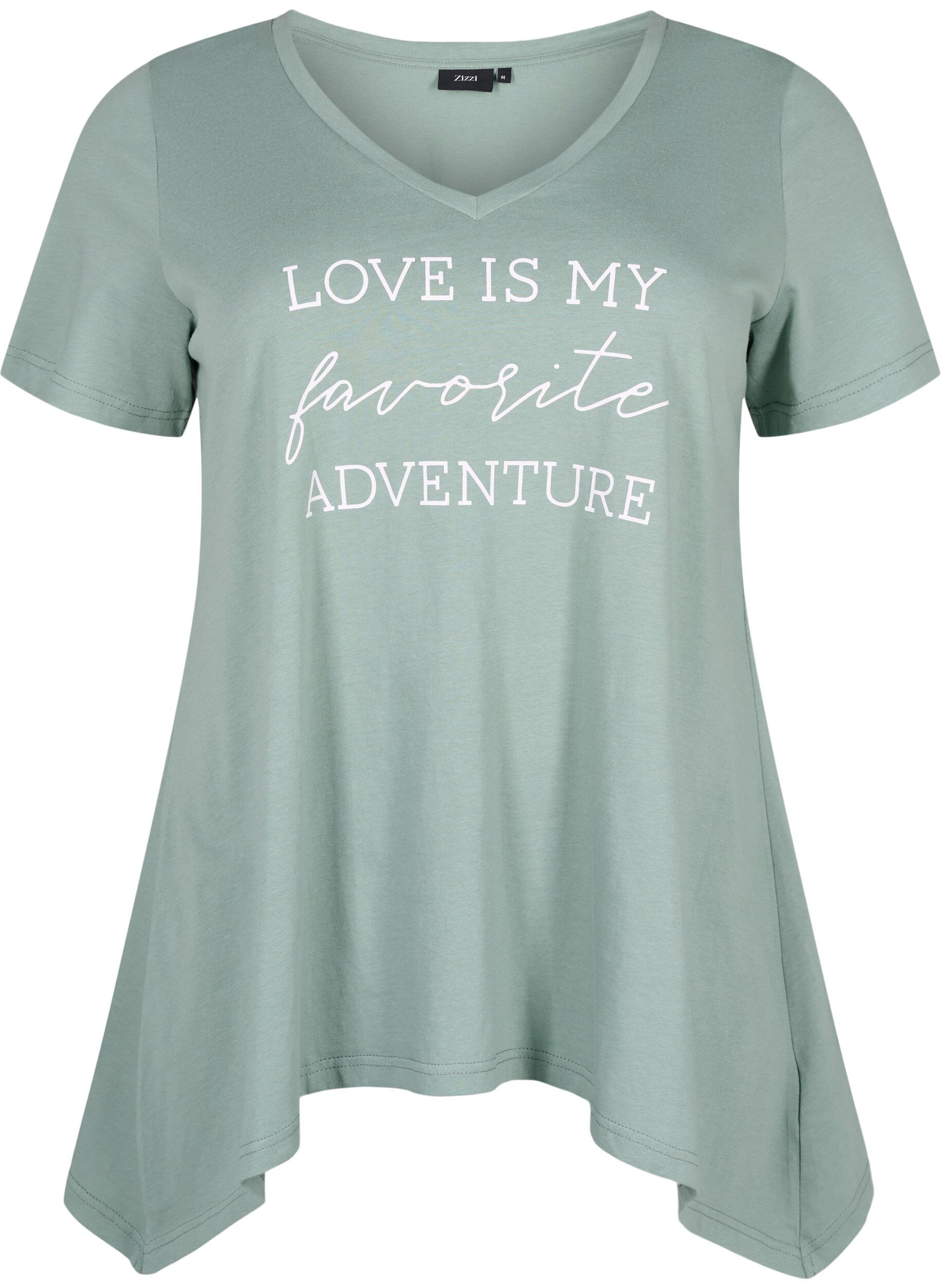 Zizzi Katoenen T-shirt met korte mouwen, Chinois G. W. Love, Packshot image number 0