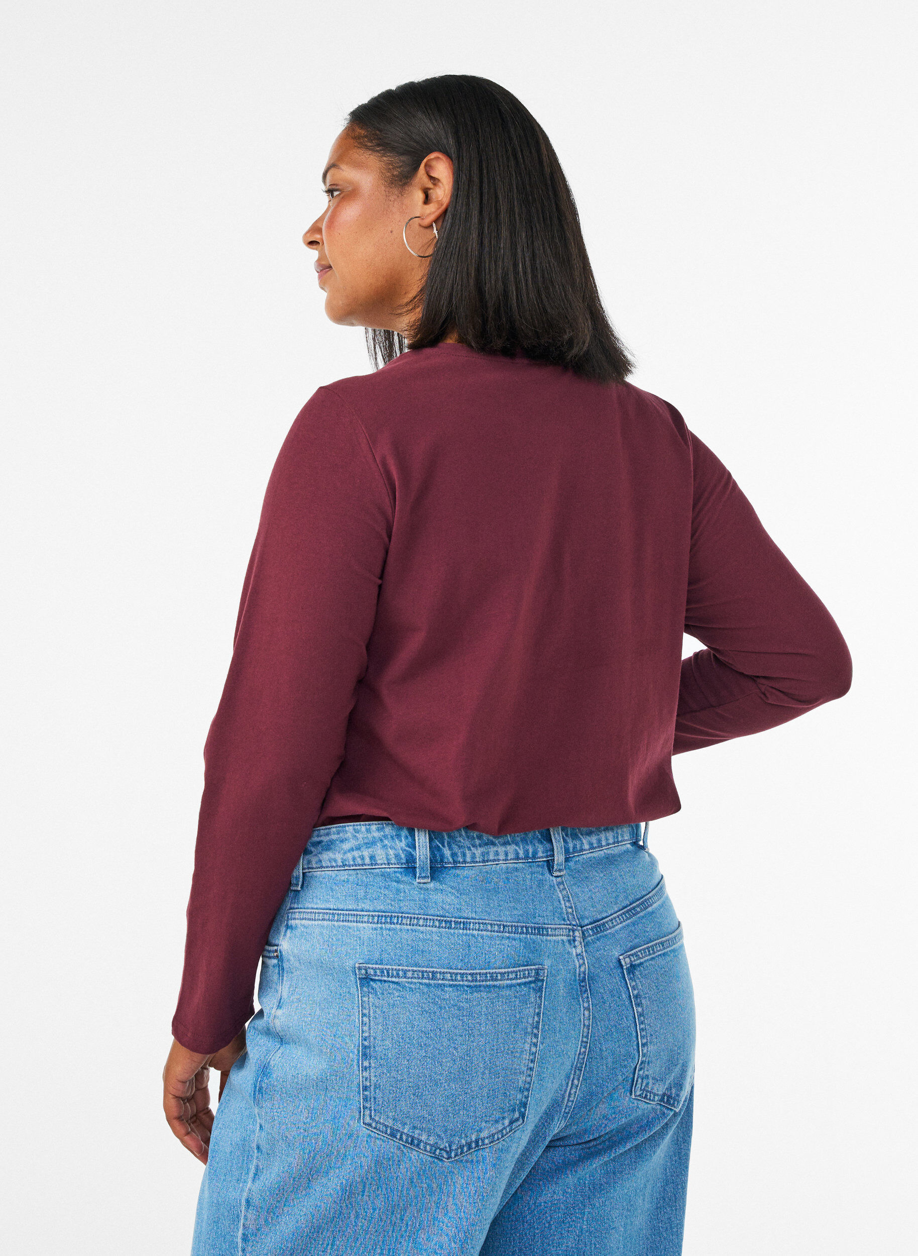 ZizziBasic jerseyblouse met lange mouwen, Rood, Model image number 2