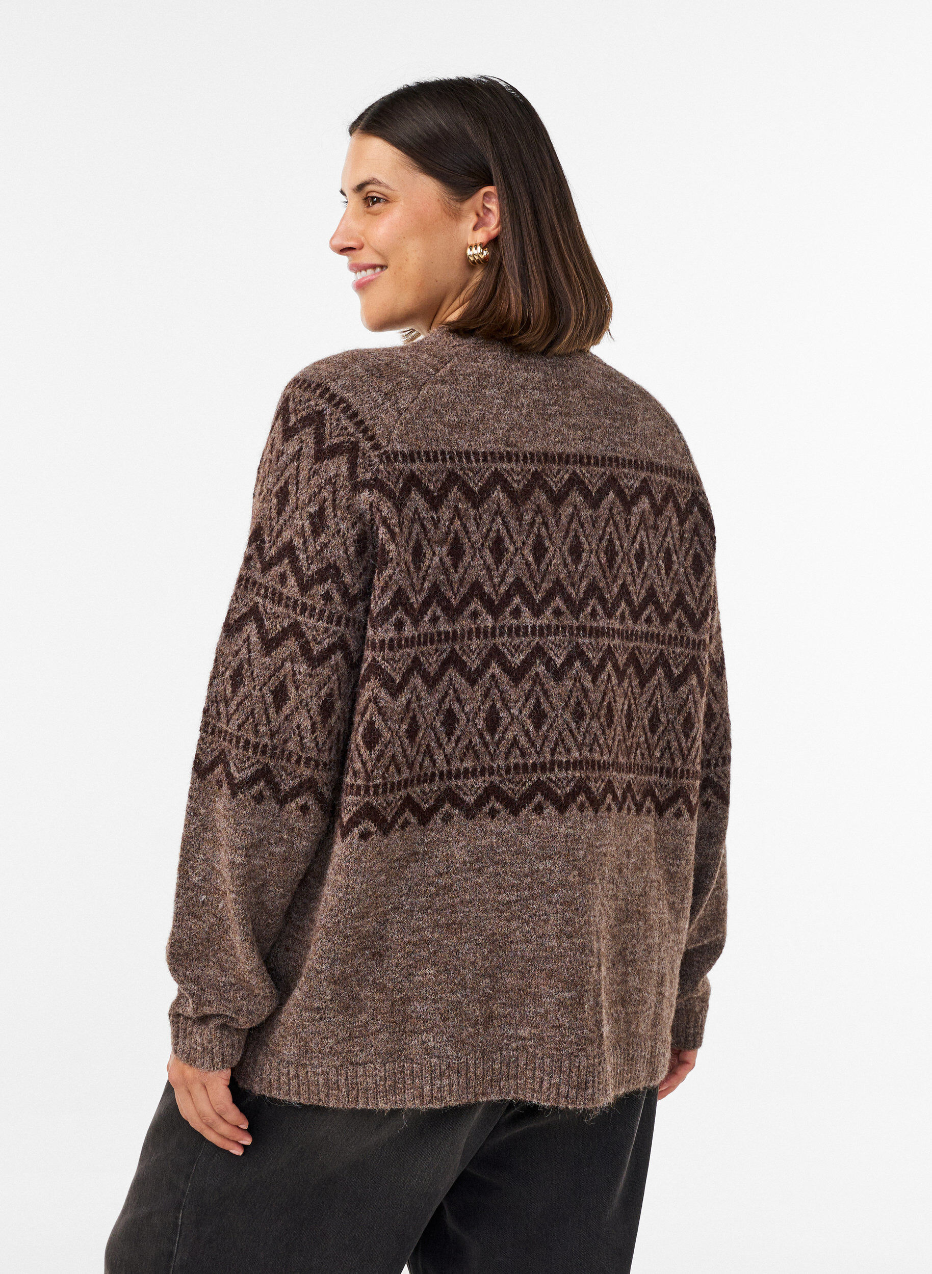 ZizziVest met jacquardpatroon, Bruin, Model image number 2