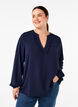 Blouse met lange mouwen en structuur, Navy Blazer, Model image number 0