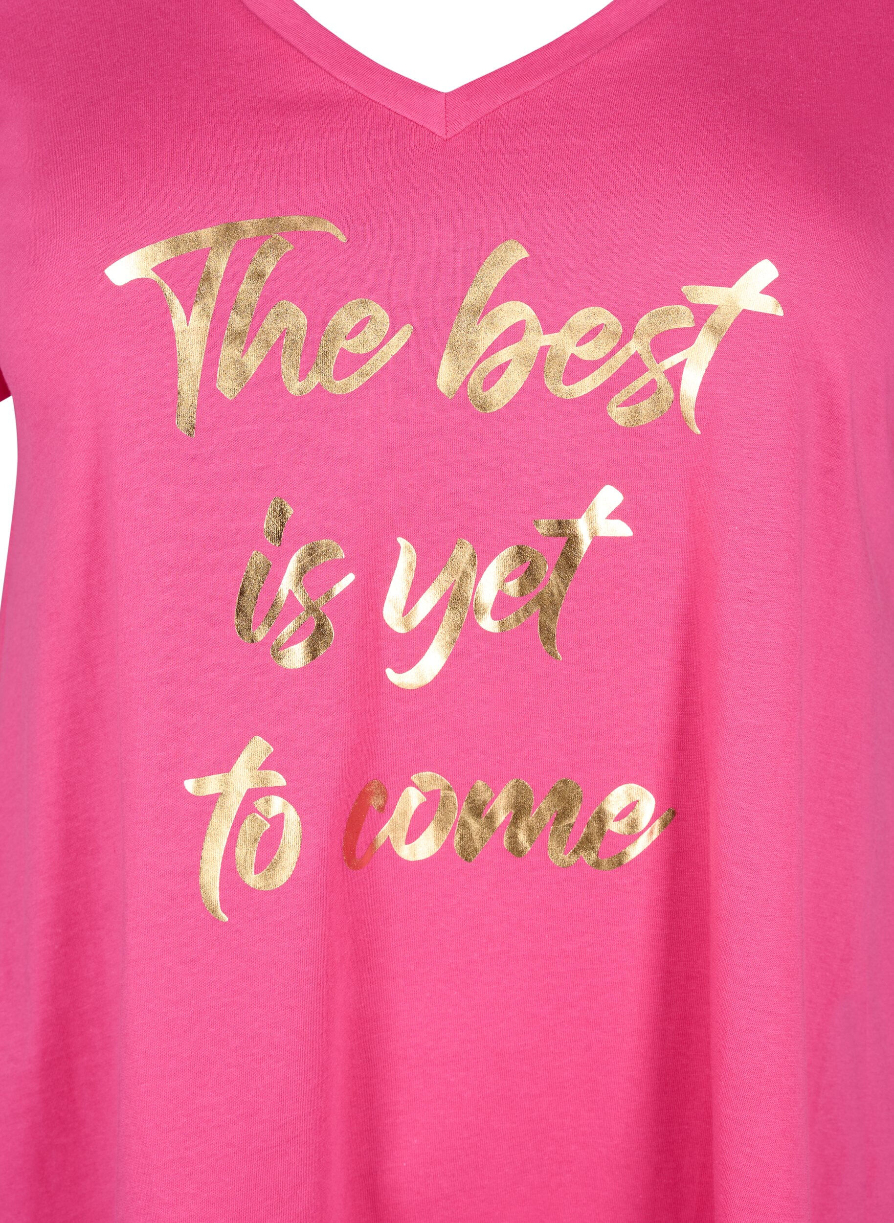 Zizzi Katoenen T-shirt met korte mouwen, Raspberry S. Best, Packshot image number 2