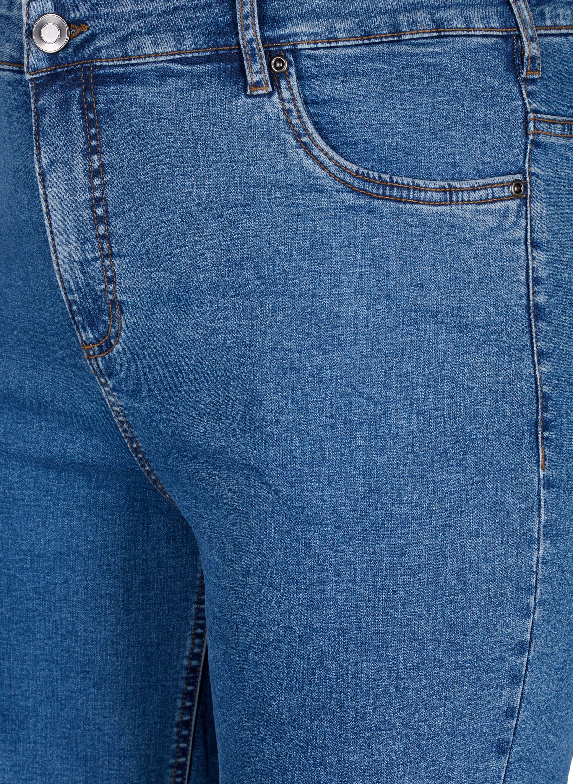 Zizzi Korte spijkerbroek met strakke pasvorm en hoge taille, Blue Denim, Packshot image number 2