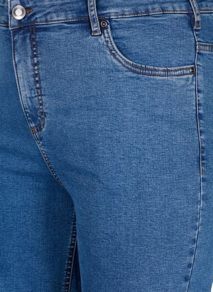Korte spijkerbroek met strakke pasvorm en hoge taille, Blue Denim, Packshot image number 2