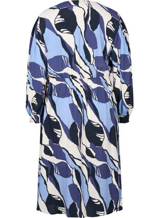 Bedrukte midi-jurk met omslag, Blue Abstract AOP, Packshot image number 1