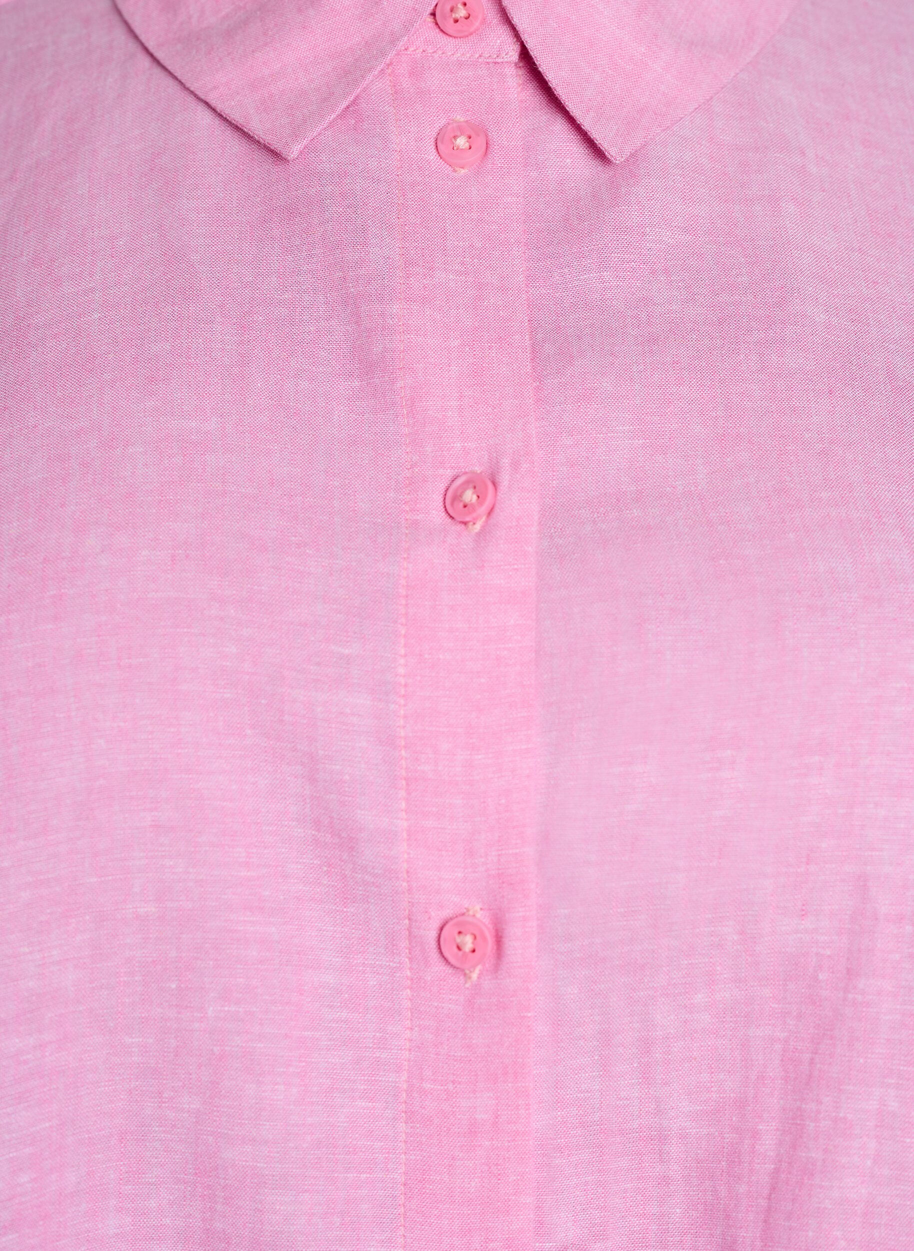 Zizzi Shirt met korte mouwen in linnen en viscose, Roze, Packshot image number 2