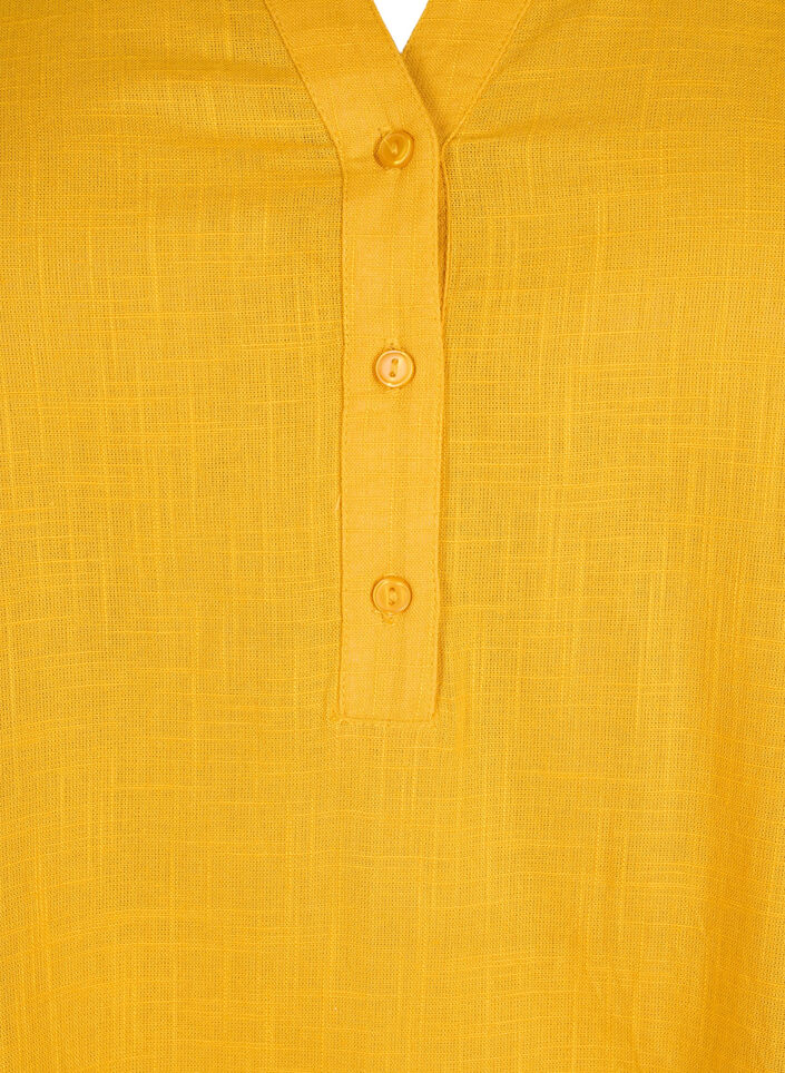 Katoenen overhemdblouse met V-hals, Golden Yellow, Packshot image number 2