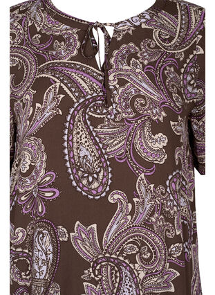 Viscose jurk met print en korte mouwen, Bracken Paisley, Packshot image number 2