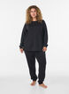 Jersey blouse met lange mouwen en een ronde hals, Zwart, Model image number 1