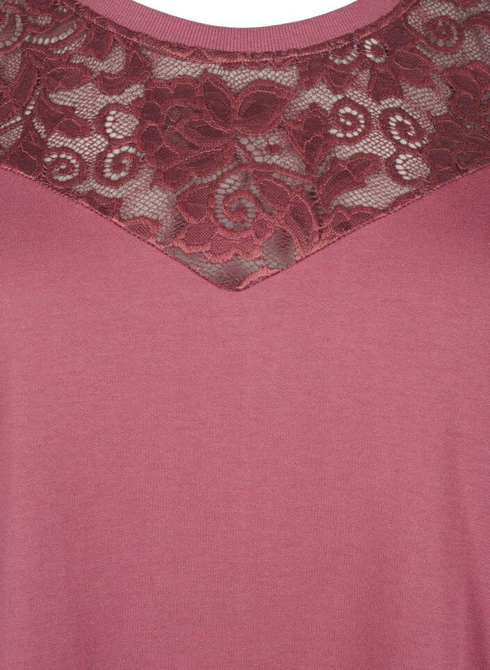Sweatshirt met kanten details, Rose Brown, Packshot image number 2