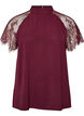 Blouse met korte kanten mouwen en hoge hals, Rood, Packshot image number 0