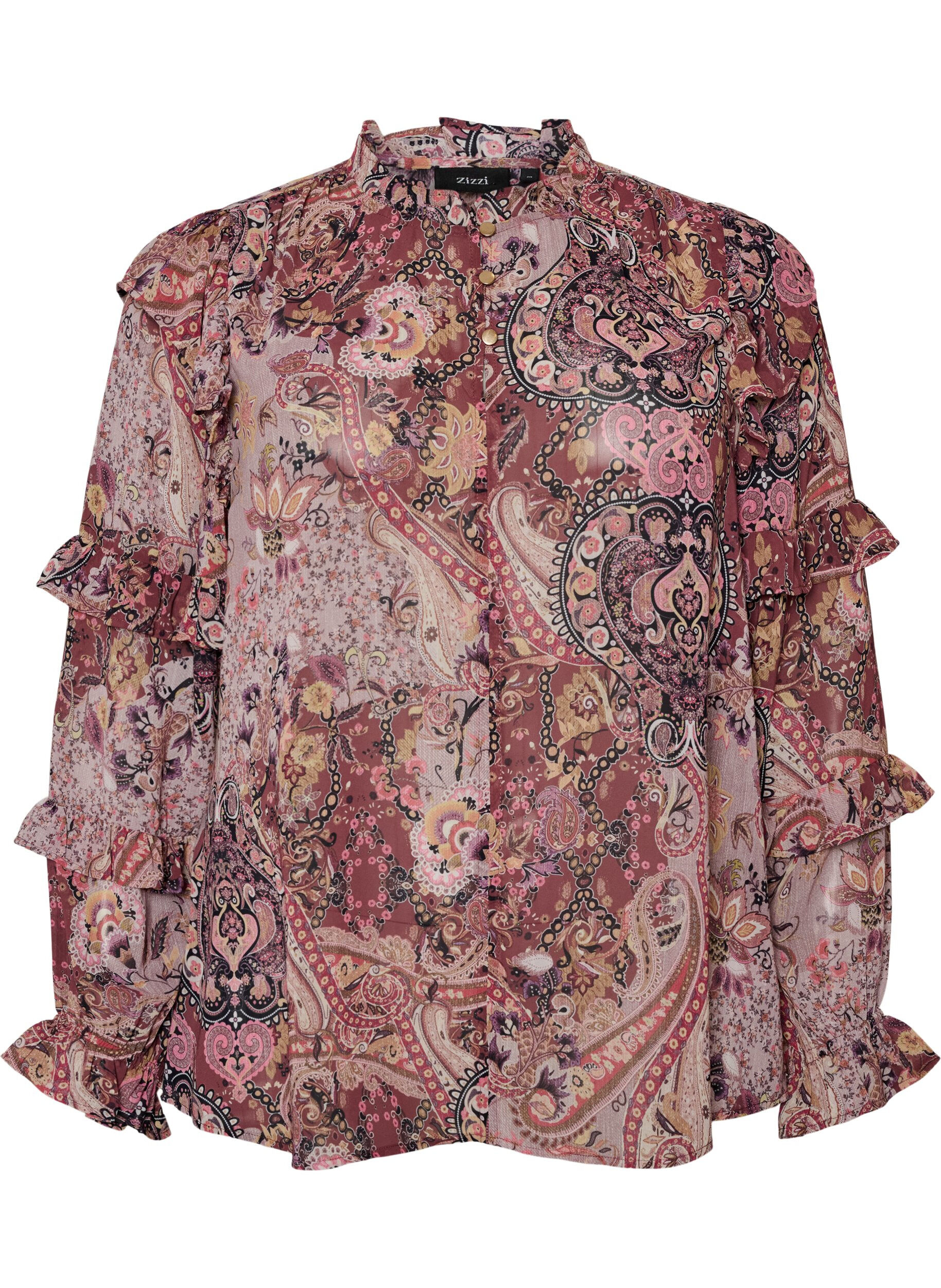 Blouse met paisleyprint en ruchesdetails