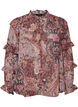 Blouse met paisleyprint en ruchesdetails, Paars, Packshot image number 0