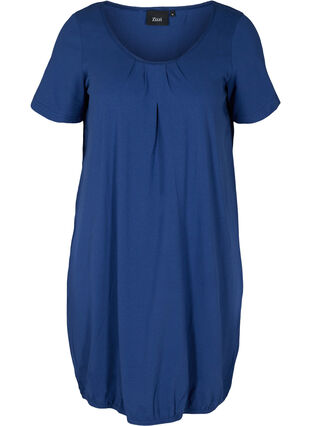 Katoenen jurk met korte mouwen , Twilight Blue, Packshot image number 0