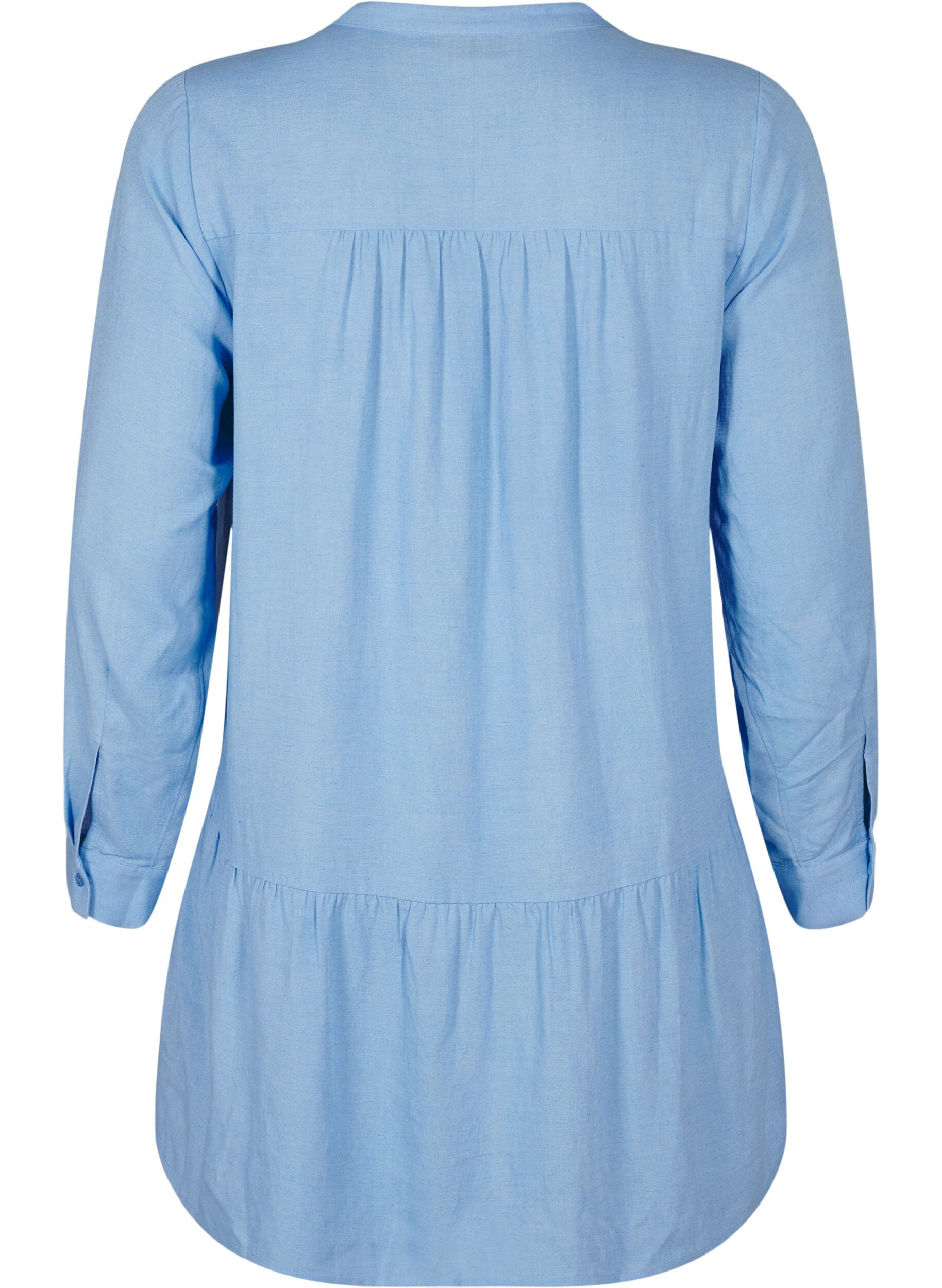 Zizzi Tunic met V-hals en geplooide details, Blauw, Packshot image number 1