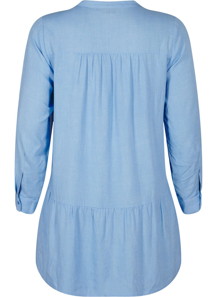Tunic met V-hals en geplooide details, Blauw, Packshot image number 1