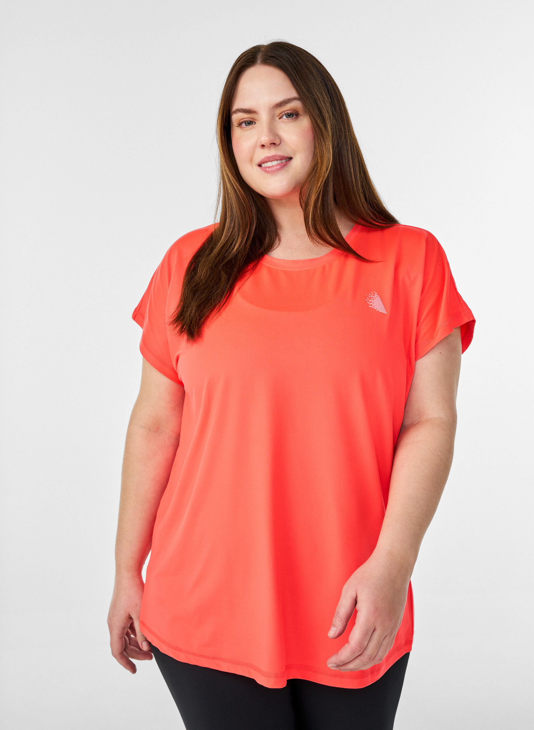 Zizzi Effen gekleurd trainingsshirt, Oranje, Model image number 0