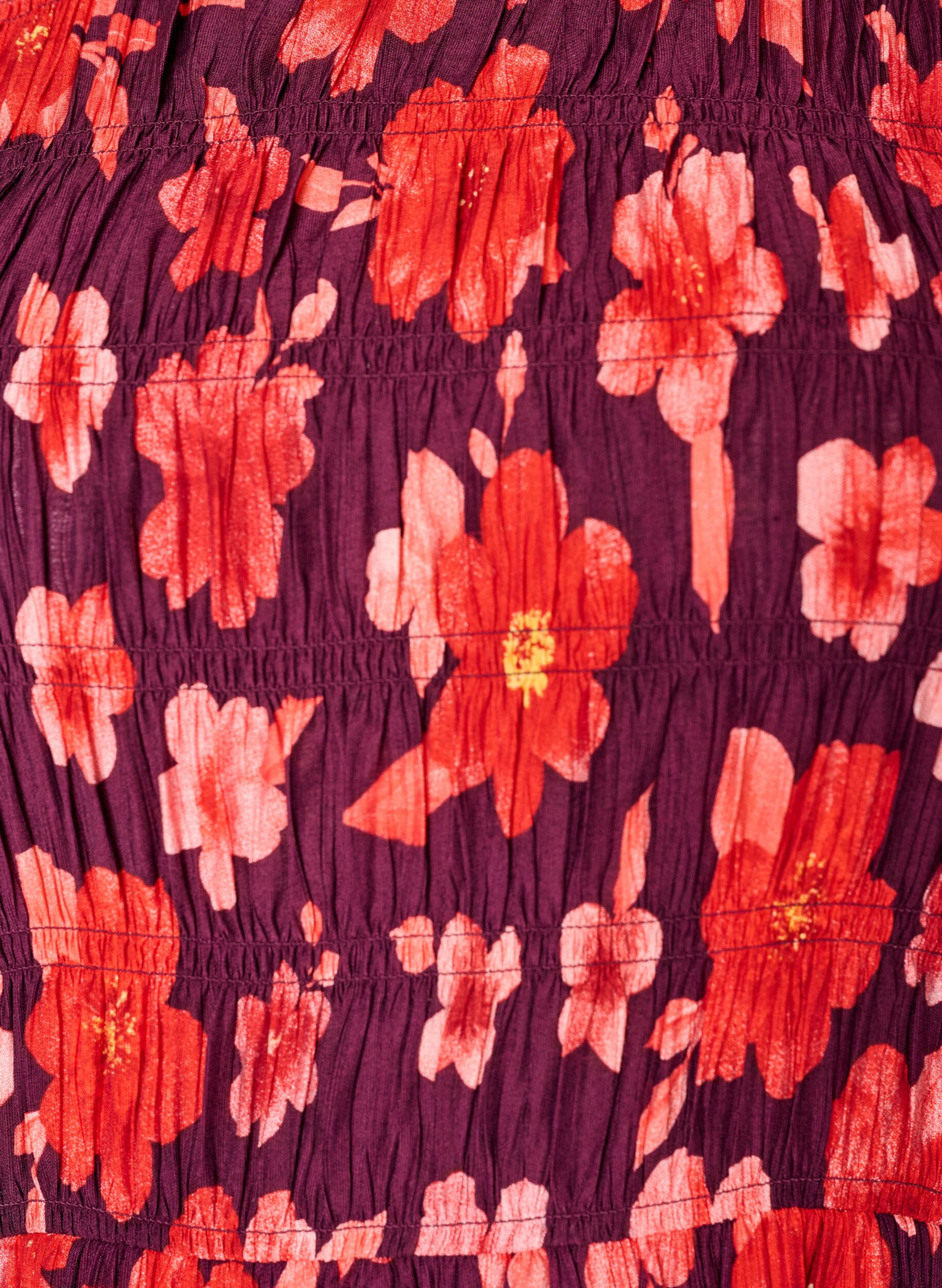 ZizziJurk met smokwerk en bloemenprint, Paars, Packshot image number 2