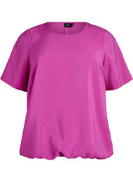 Blouse met korte mouwen en elastische zoom, Roze