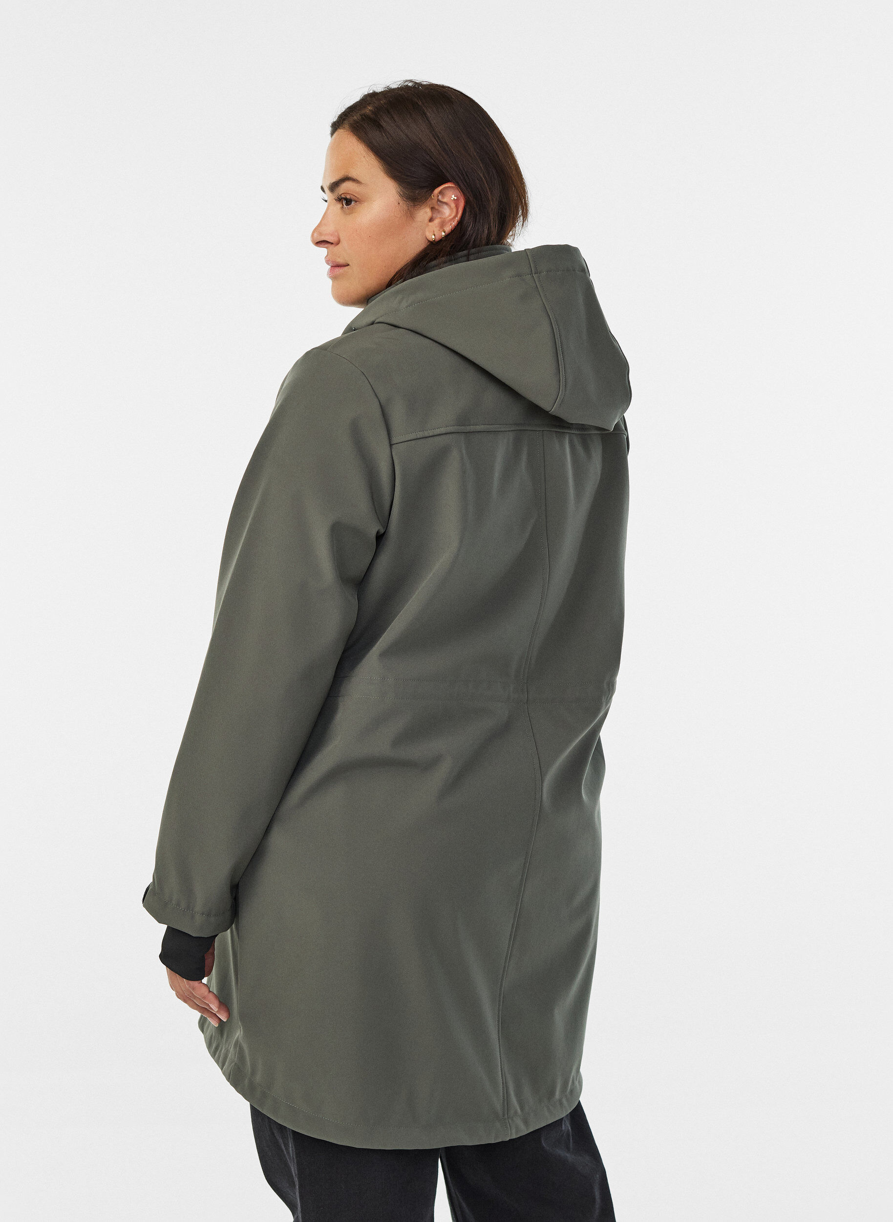 Zizzi Softshell jas met afneembare capuchon, Grijs, Model image number 2